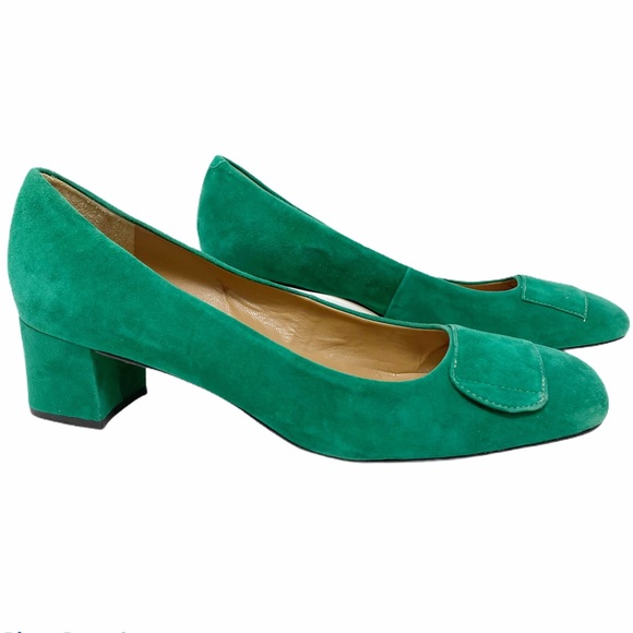 emerald green low heel shoes